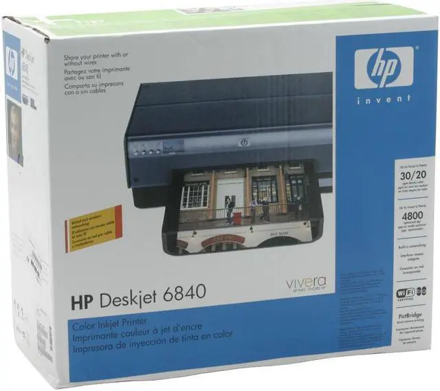 Alt view image 10 of 10 - HP Deskjet 6840 C9029A#B1H Up to 30 ppm Black Print Speed Up to 4800-optimized dpi color and 1200-input dpi Color Print Quality Ethernet (RJ-45) / USB InkJet Personal Color Printer