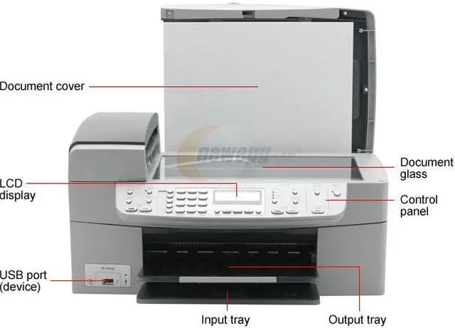 Alt view image 3 of 10 - HP Officejet 6210 Q5801A Up to 23 ppm Black Print Speed Up to 4800 x 1200-optimized dpi color when printing from a computer and 1200-input dpi Color Print Quality USB InkJet MFC / All-In-One Color Printer