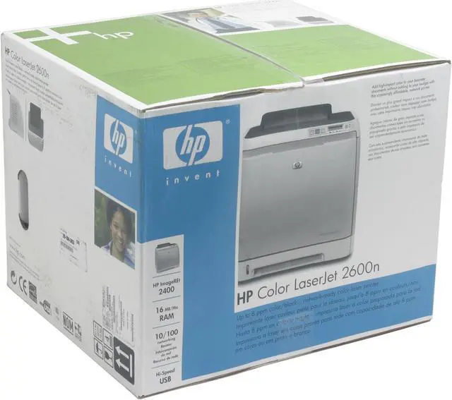 Alt view image 8 of 8 - HP Color LaserJet 2600N Q6455A Workgroup Up to 8 ppm 600 x 600 dpi Color Print Quality Color Ethernet (RJ-45) / USB Laser Printer