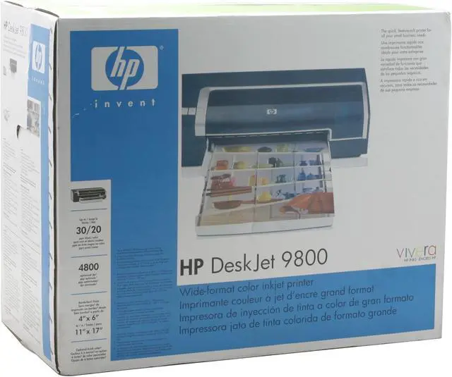 Alt view image 10 of 10 - HP Deskjet 9800 C8165A Up to 30 ppm Black Print Speed Up to 4800-optimized dpi color and 1200-input dpi Color Print Quality LPT / USB InkJet Personal Color Printer