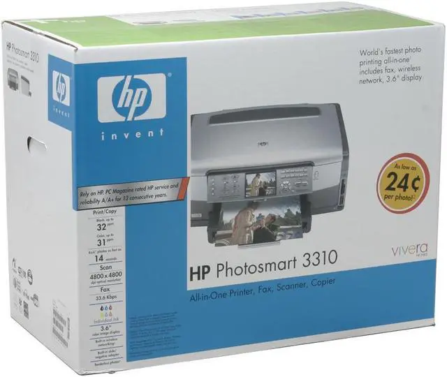 Alt view image 12 of 12 - HP Photosmart 3310 Q5863A Up to 32 ppm Black Print Speed Up to 4800 x 1200 optimized dpi color Color Print Quality Bluetooth / Ethernet (RJ-45) / USB InkJet MFC / All-In-One Color Printer - Optional Wireless