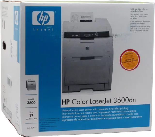 Alt view image 17 of 17 - HP Color LaserJet 3600dn Q5988A Workgroup Up to 17 ppm 600 x 600 dpi Color Print Quality Color Ethernet (RJ-45) / USB Laser Printer