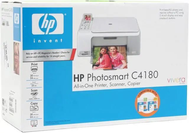 Alt view image 13 of 13 - HP Photosmart C4180 Q8110A Up to 30 ppm Black Print Speed 4800 x 1200 dpi Color Print Quality USB Thermal Inkjet MFC / All-In-One Color Printer