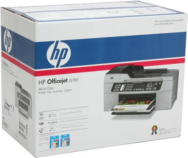 Alt view image 14 of 14 - HP Officejet J5780 Q8232A Up to 30 ppm Black Print Speed 4800 x 1200 dpi Color Print Quality USB Thermal Inkjet MFC / All-In-One Color Printer