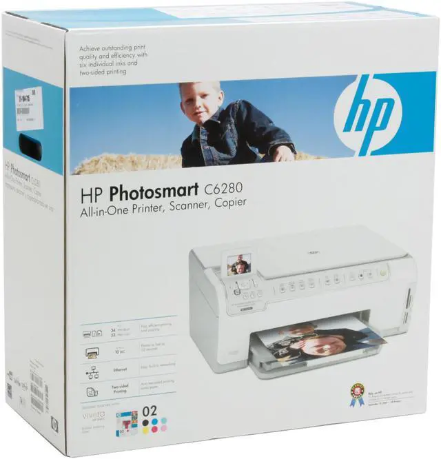 Alt view image 20 of 20 - HP Photosmart C6280 CC988A Up to 34 ppm Black Print Speed 4800 x 1200 dpi Color Print Quality Ethernet (RJ-45) / USB Thermal Inkjet MFC / All-In-One Color Printer