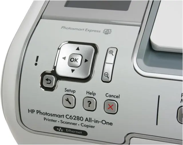 Alt view image 6 of 20 - HP Photosmart C6280 CC988A Up to 34 ppm Black Print Speed 4800 x 1200 dpi Color Print Quality Ethernet (RJ-45) / USB Thermal Inkjet MFC / All-In-One Color Printer