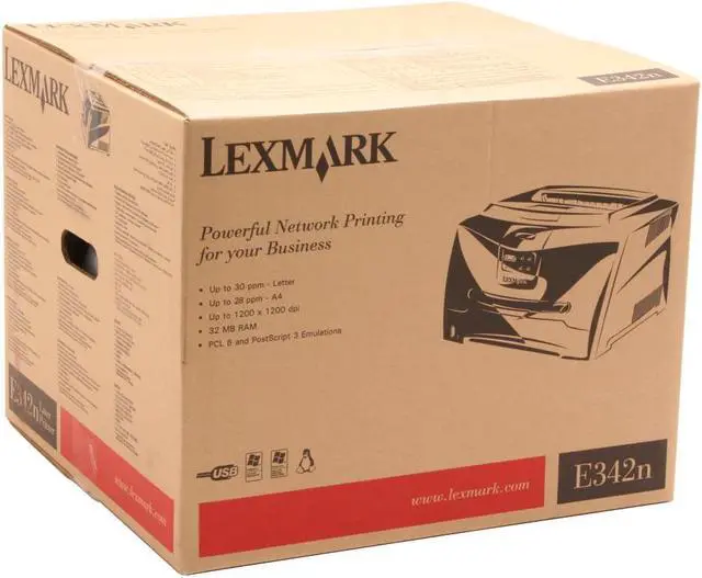 Alt view image 9 of 9 - Lexmark E342N 28S0600 Workgroup Up to 30 ppm (Letter, Black) Up to 28 ppm (A4, Black) Monochrome Ethernet (RJ-45) / LPT / USB Laser Printer