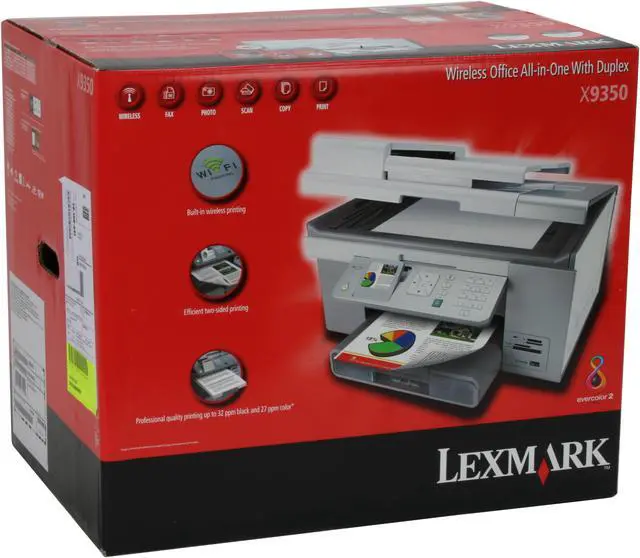 Alt view image 17 of 17 - LEXMARK X9350 30B0000 Up to 32 ppm Black Print Speed 4800 x 1200 dpi Color Print Quality Ethernet (RJ-45) / USB / Wi-Fi InkJet MFC / All-In-One Color Printer