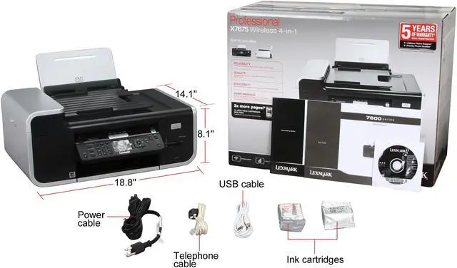 Alt view image 6 of 6 - LEXMARK X7675 12V0300 Up to 32 ppm Black Print Speed 4800 x 2400 dpi Color Print Quality Ethernet (RJ-45) / USB / Wi-Fi Thermal Inkjet MFC / All-In-One Color Printer
