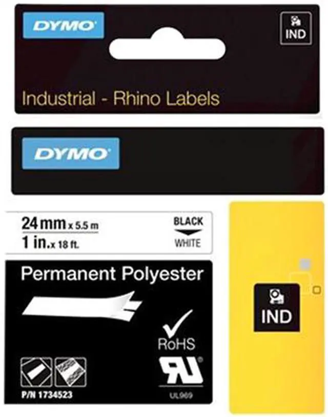 Alt view image 2 of 3 - DYMO S0773830 Polyester Label Tape Black on White 24mm