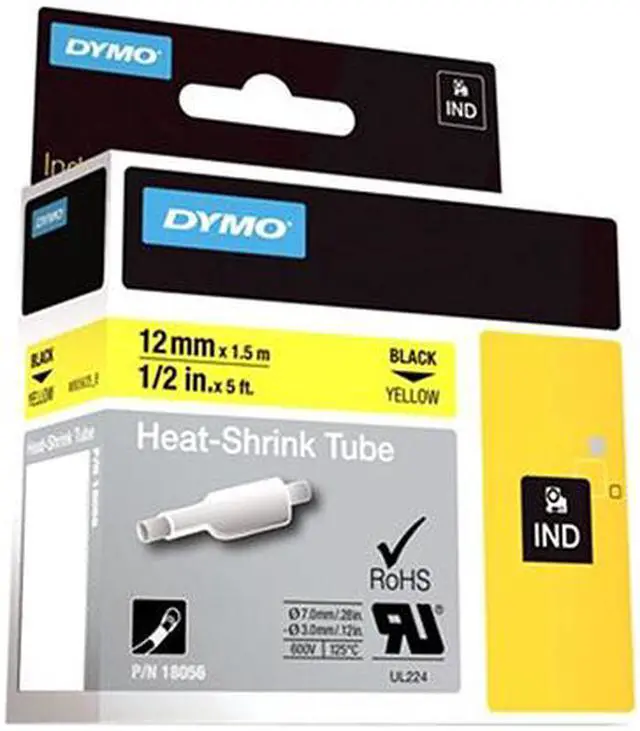 Main image of DYMO 18056 1/2" Yellow Heat Shrink Tubes, 5' roll