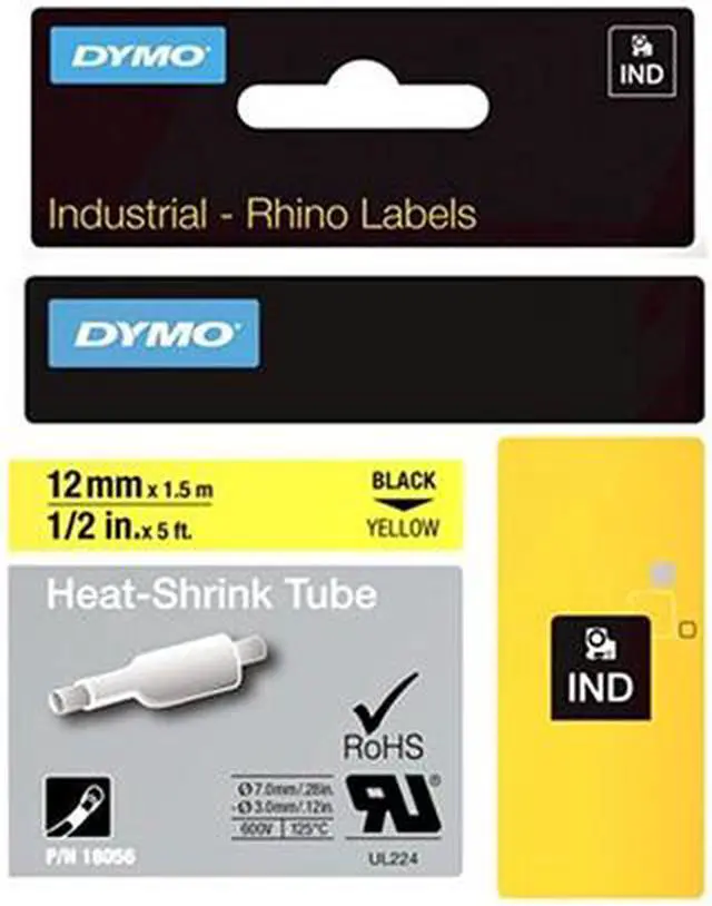 Alt view image 2 of 3 - DYMO 18056 1/2" Yellow Heat Shrink Tubes, 5' roll