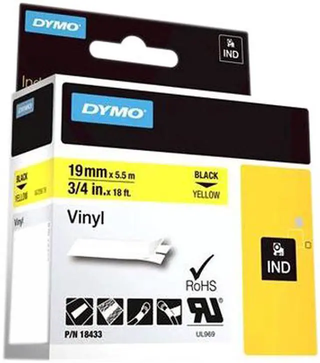 Main image of DYMO 18433 Vinyl tapes for Industrial Purposes - Yellow, 18 ft.