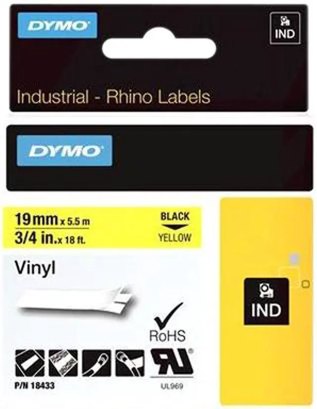 Alt view image 2 of 3 - DYMO 18433 Vinyl tapes for Industrial Purposes - Yellow, 18 ft.