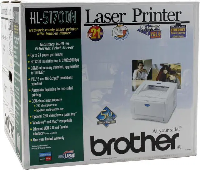 Alt view image 10 of 10 - Brother HL Series HL-5170DN Up to 21 ppm Monochrome Ethernet (RJ-45) / LPT / USB Laser Printer