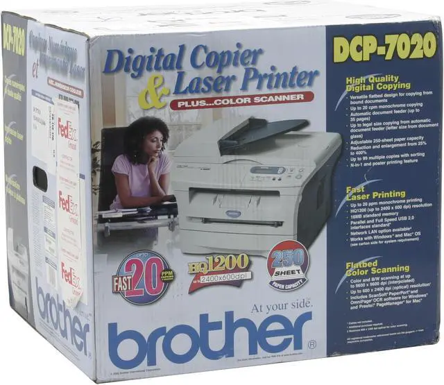 Alt view image 10 of 10 - Brother DCP Series DCP-7020 MFC / All-In-One Up to 20 ppm Monochrome LPT / USB Laser Printer