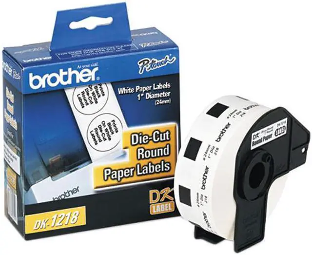 Main image of Brother DK1218 Die-Cut Round Paper Labels, 1" dia, 1000/Roll, White