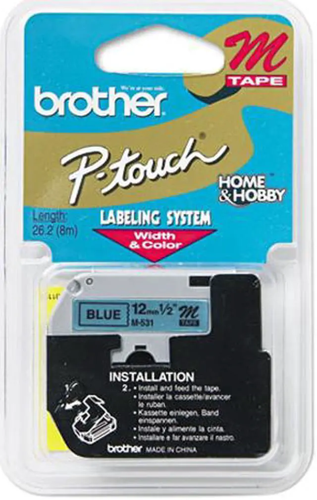 Main image of Brother 12mm (1/2") Black on Blue Non-Laminated Tape (8m/26.2') (1/Pkg)