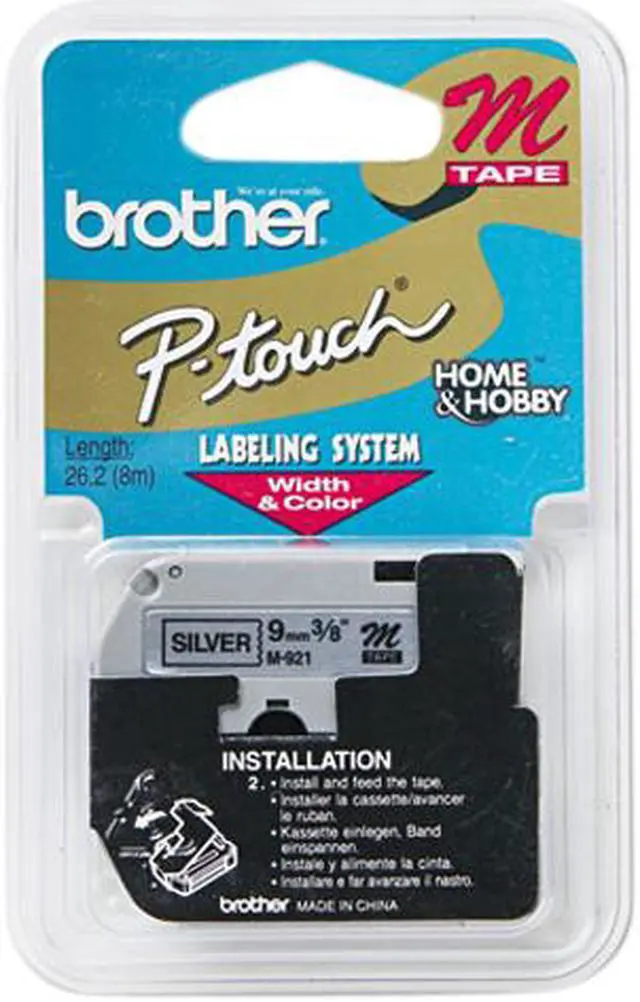 Main image of Brother P-Touch M921 M Series Tape Cartridge for P-Touch Labelers, 3/8w, Black on Silver