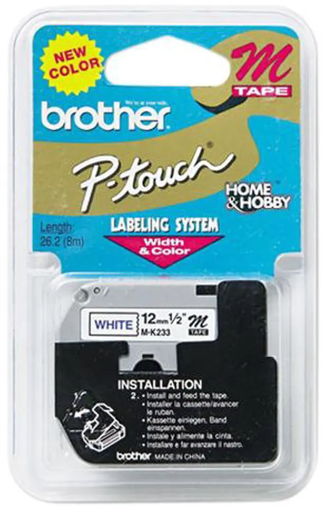 Main image of Brother 12mm (1/2") Blue on White Non-Laminated Tape (8m/26.2') (1/Pkg)