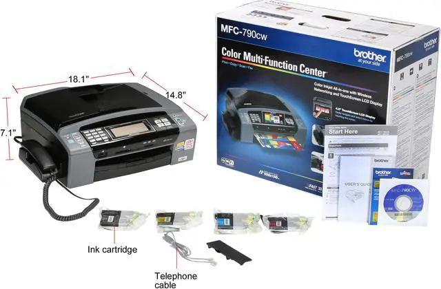Alt view image 8 of 8 - Brother MFC series MFC-790CW Up to 33 ppm Black Print Speed 6000 x 1200 dpi Color Print Quality Ethernet (RJ-45) / USB / Wi-Fi InkJet MFC / All-In-One Color Printer