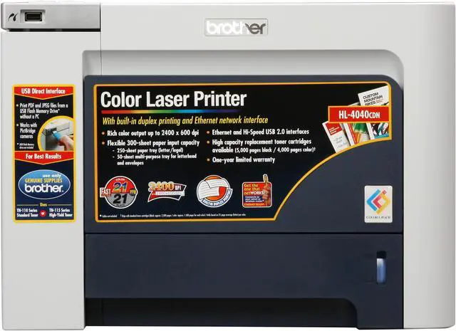 Alt view image 10 of 18 - Brother HL Series HL-4040cdn Workgroup Up to 21 ppm 2400 x 600 dpi Color Print Quality Color Ethernet (RJ-45) / USB Laser Printer