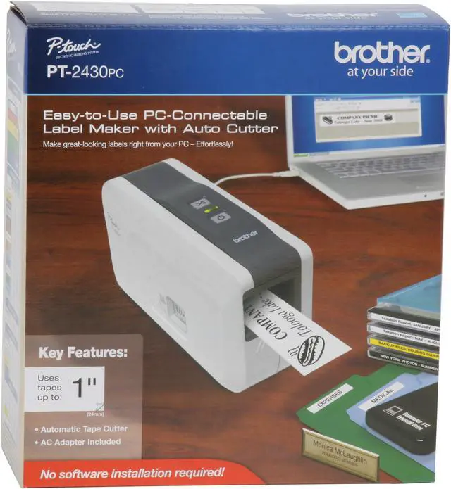 Alt view image 10 of 10 - brother P-touch PT-2430PC Thermal Transfer 10 mm / sec. 180 dpi 1" Wide Label Maker with Auto Cutter - PC Connectable