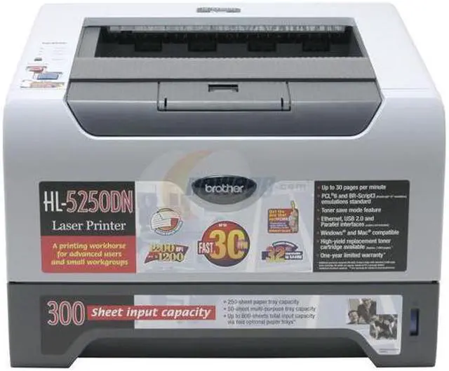 Alt view image 2 of 7 - Brother HL Series EHL-5250DN Workgroup Up to 30 ppm Monochrome Ethernet (RJ-45) / LPT / USB Laser Printer