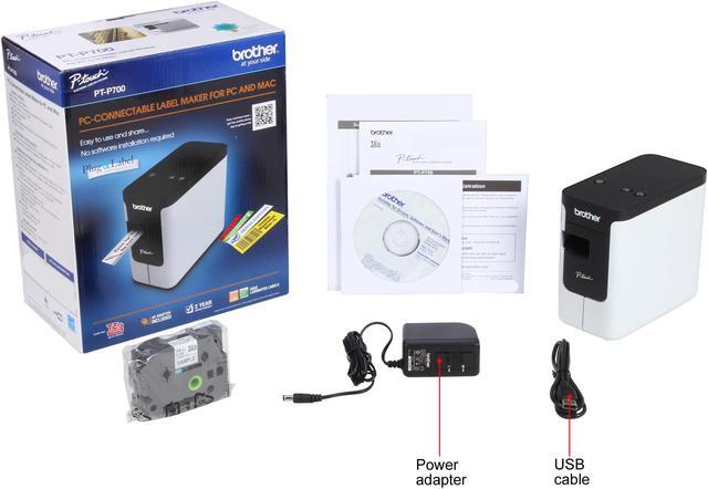 Alt view image 8 of 7 - Brother P-touch PT-P700 PC-Connectable Label Printer for PC and Mac, Thermal Transfer, 180 x 360 dpi, 30mm./sec, Up to 4 Print Lines, Auto Cutter, Barcode Printing, USB