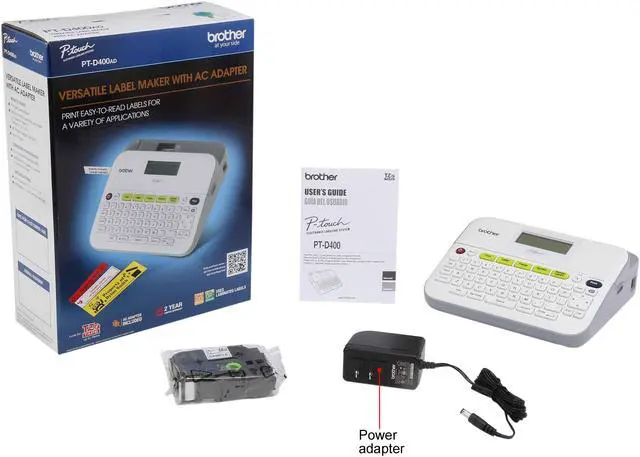 Alt view image 8 of 8 - Brother P-touch PT-D400AD Versatile, Easy-to-Use Label Maker, Thermal Transfer, 180 dpi, 20mm./sec, Up to 5 Print Lines, Manual Cutter, Barcode Printing