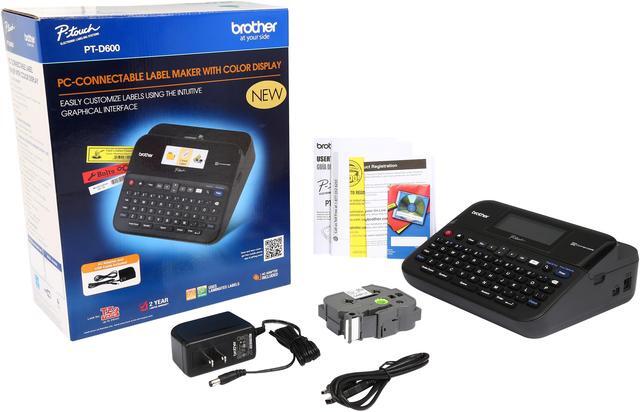 Alt view image 10 of 10 - Brother P-touch PT-D600 PC-Connectable Label Maker with Color Display, Thermal Transfer, 180 x 360 dpi, 30mm/sec, Up to 7 Print Lines, Auto Cutter, Barcode Printing, USB