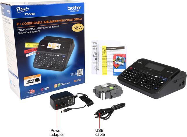 Alt view image 11 of 10 - Brother P-touch PT-D600 PC-Connectable Label Maker with Color Display, Thermal Transfer, 180 x 360 dpi, 30mm/sec, Up to 7 Print Lines, Auto Cutter, Barcode Printing, USB