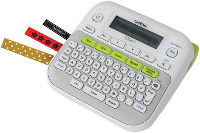 Alt view image 2 of 2 - Brother P-touch PT-D210 Easy-to-Use Label Maker, Thermal Transfer, 180 dpi, 20mm./sec, Up to 2 Print Lines, Manual Cutter