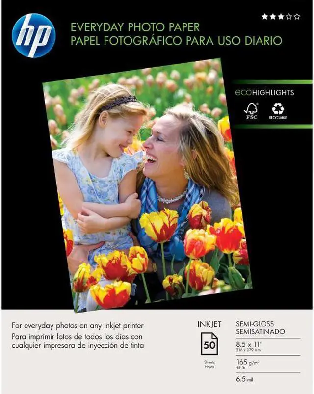 Main image of HP Q8723A Everyday Photo Paper Letter - 8.50" x 11" - Recycled - Semi-gloss - 50 / Pack