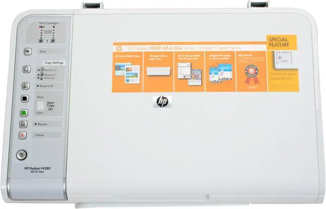 Alt view image 10 of 16 - HP Deskjet F4280 CB656A Up to 26 ppm Black Print Speed 4800 x 1200 dpi Color Print Quality USB Thermal Inkjet MFC / All-In-One Color Printer