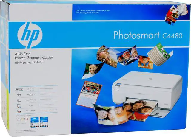 Alt view image 15 of 15 - HP Photosmart C4480 Q8388A Up to 30 ppm Black Print Speed 4800 x 1200 dpi Color Print Quality USB InkJet MFC / All-In-One Color Printer