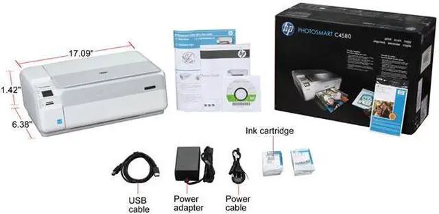Alt view image 2 of 2 - HP Photosmart C4580 Q8401A Up to 30 ppm Black Print Speed 2400 x 1200 dpi Color Print Quality USB / Wi-Fi Thermal Inkjet MFC / All-In-One Color Printer