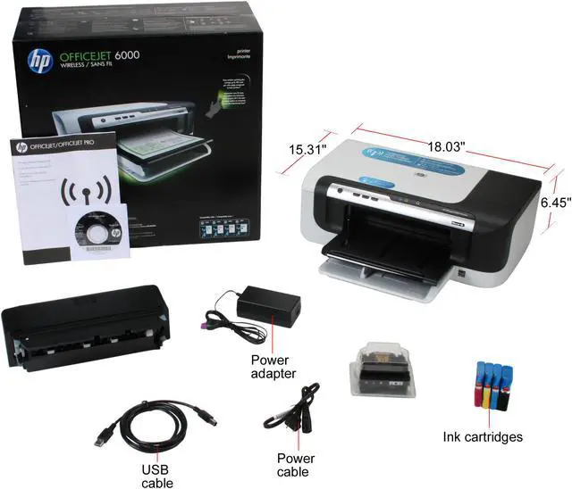 Alt view image 7 of 7 - HP Officejet 6000 C9295A Up to 32 ppm Black Print Speed 4800 x 1200 dpi Color Print Quality Ethernet (RJ-45) / USB / Wi-Fi InkJet Workgroup Color Printer