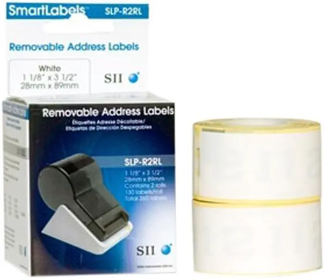 Main image of Seiko Removable Adhesive Address Labels f/Label Printers, 1-1/8 x 3-1/2, WE, 260/Box