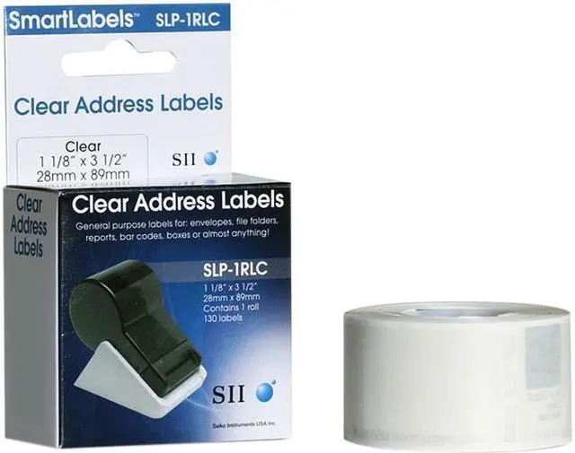 Main image of Seiko Self-Adhesive Address Labels, 1-1/8 x 3-1/2, Clear, 130/Box