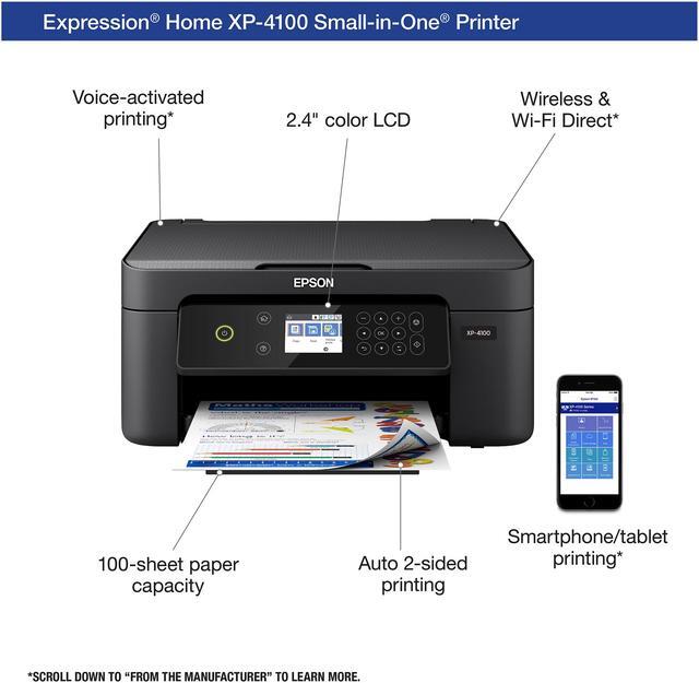 Alt view image 4 of 8 - Epson Expression Home XP-4100 Wireless Color Printer with Scanner and Copier