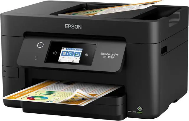 Alt view image 2 of 8 - Epson WorkForce Pro WF-3820 Wireless All-in-One Inkjet Printer