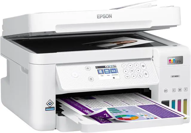 Alt view image 8 of 8 - Epson EcoTank ET-3850 Wireless Color All-in-One Cartridge-Free Supertank Printer with Scanner, Copier, ADF and Ethernet