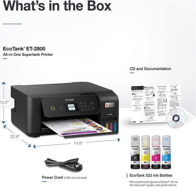 Alt view image 6 of 8 - Epson EcoTank® ET-2800 AIO Black Printer Home Office