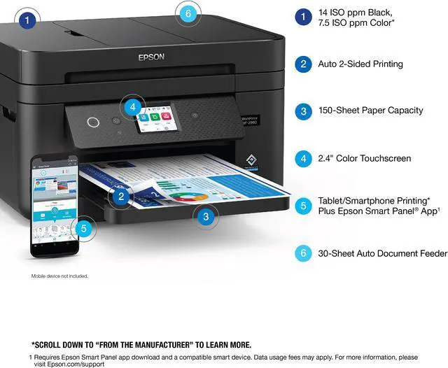 Alt view image 19 of 20 - Epson WorkForce WF-2960 All In One Printer