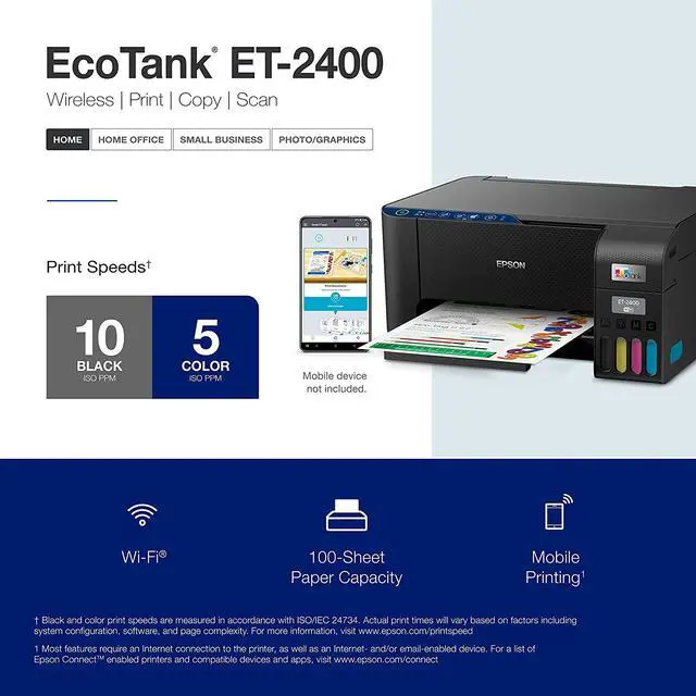 Alt view image 4 of 7 - Epson EcoTank ET-2400 Wireless Color All-in-One Cartridge-Free Supertank Printer with Scan and Copy – Easy, Everyday Home Printing