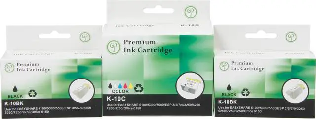Main image of Green Project Compatible Ink Cartridge Replacement for Kodak ( 2pc. Kodak 10BK , 1pc. Kodak 10C) 3 Pack