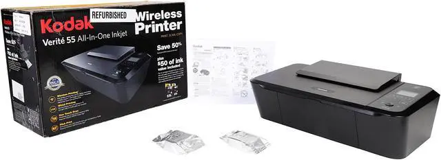 Alt view image 12 of 12 - Kodak Verite 55 All-In-One Inkjet Wireless Printer w/ One Touch Printing and Scanning, Full Color and Full Black Ink Included