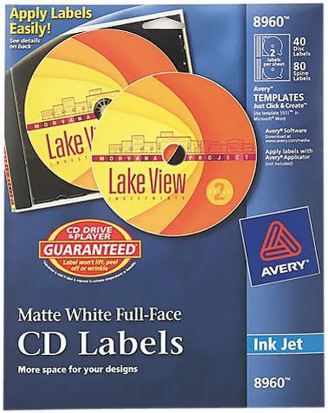 Main image of Inkjet Full-Face CD Labels Matte White 40/Pack