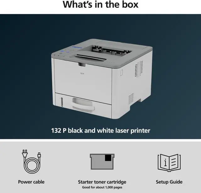 Alt view image 9 of 13 - RICOH 132 P Black and White Laser Printer